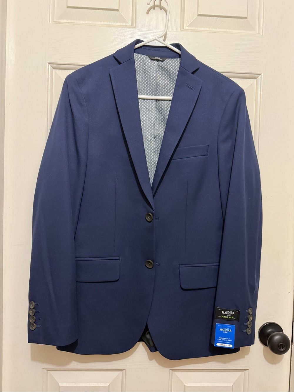New! Haggar mens midnight blue ultra slim suit coat - Picture 6 of 9